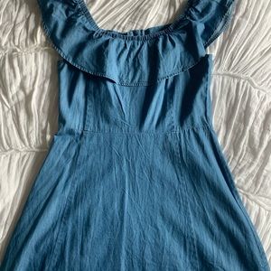 Denim Dress with Buttons Over the Shoulder